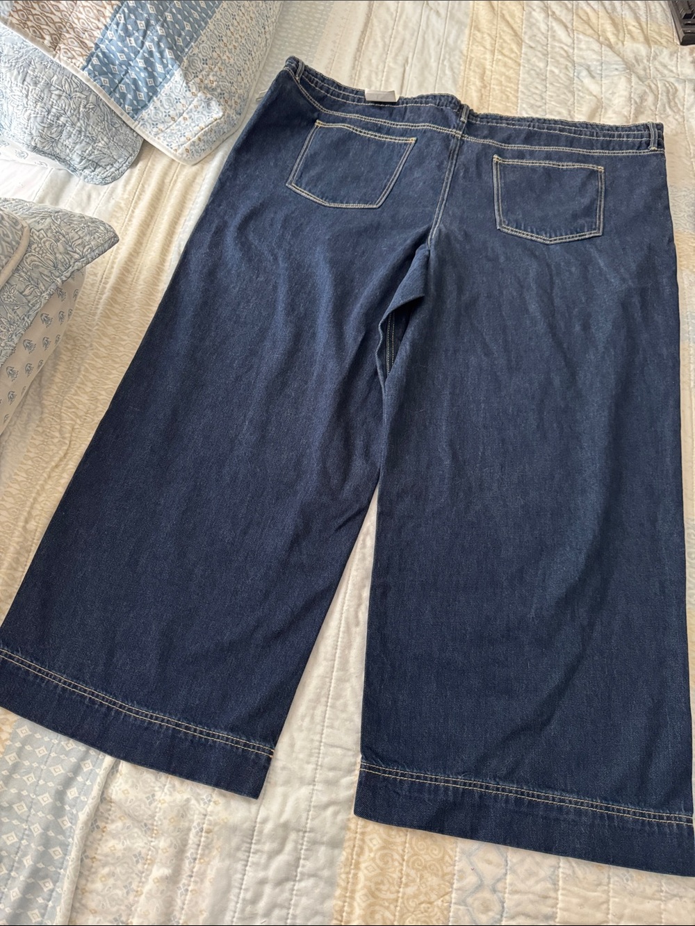 NWT Dark Blue Women’s Free Assembly Drawstring Wide Leg Jeans, 22W - Picture 3 of 6